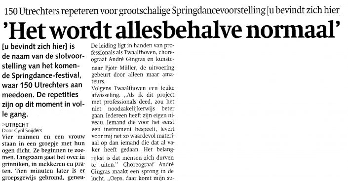 150 Utrechters repeteren voor grootschalig Springdancevoorstelling – Utrechts Nieuwsblad