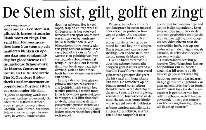 2011 Stem van Haarlemmermeer – De Stem sist, gilt golft en zingt