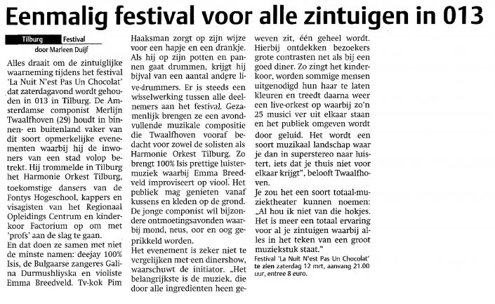 Eenmalig festival voor alle zintuigen in 013