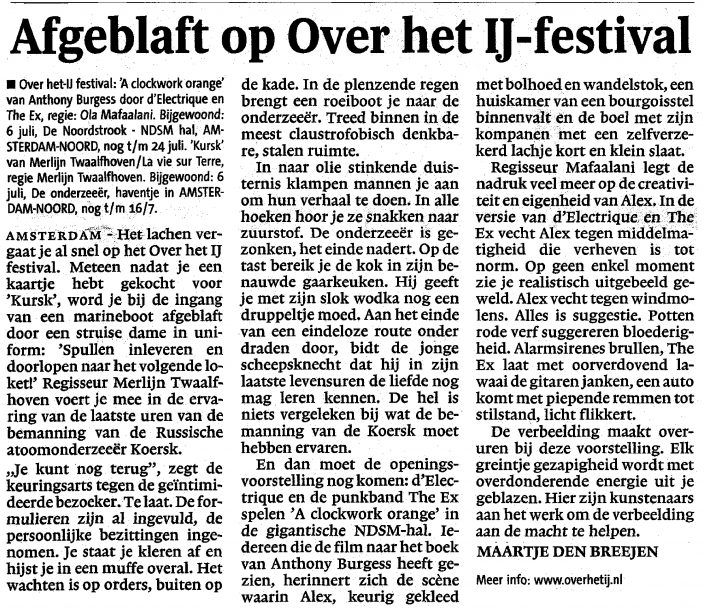 Kursk – Noordhollands dagblad Afgeblaft op Over het IJ-festival
