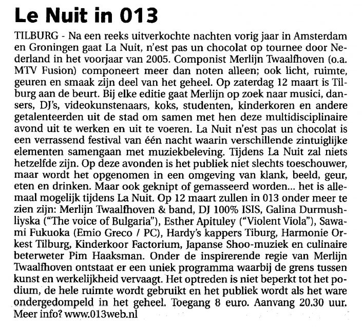 La nuit in 013