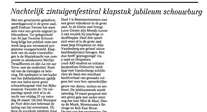 Nachtelijk zintuigenfestival klapstuk jubileum schouwburg