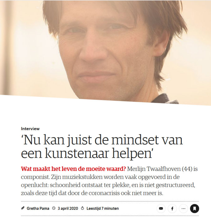 200403 NRC Nu kan juist de mindset van een kunstenaar helpen Nu kan juist de mindset van een kunstenaar helpen NRC